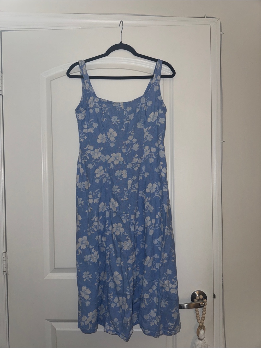 Blue Floral Midi Sundress - Women's Sleeveless Dress